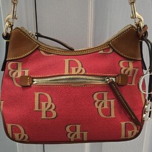Dooney & Bourke Signature Logo Red and Brown Shoulder Bag